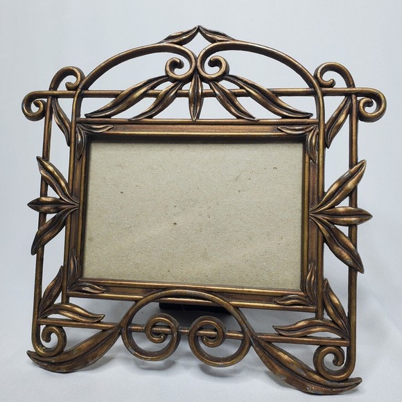 Vintage Terragrafics 1996 Nouveau Style Distressed Brass Metal Picture Frame 3x5 - Picture 3 of 13
